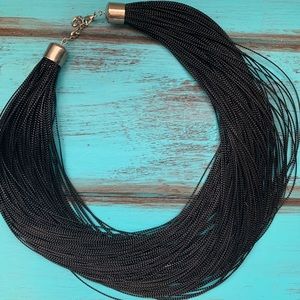 Black, string necklace.